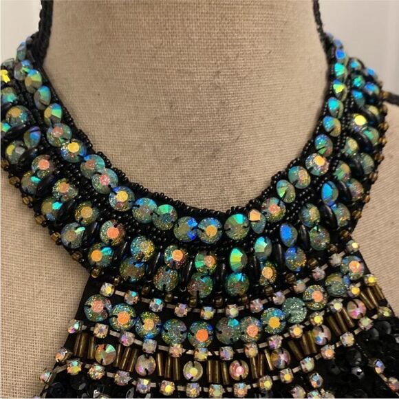 Crystal doll Beaded/crystal embellished Halter Crop Top, S - Picture 3 of 11